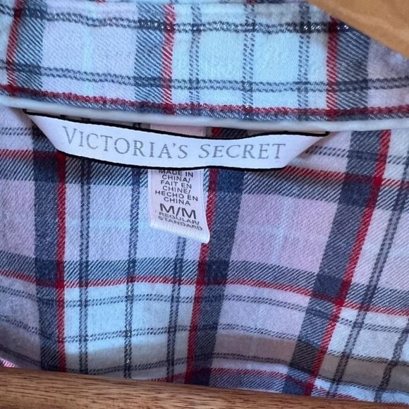 Victoria Secret Pink Plaid Button Down Shirt/Top - Picture 9 of 10